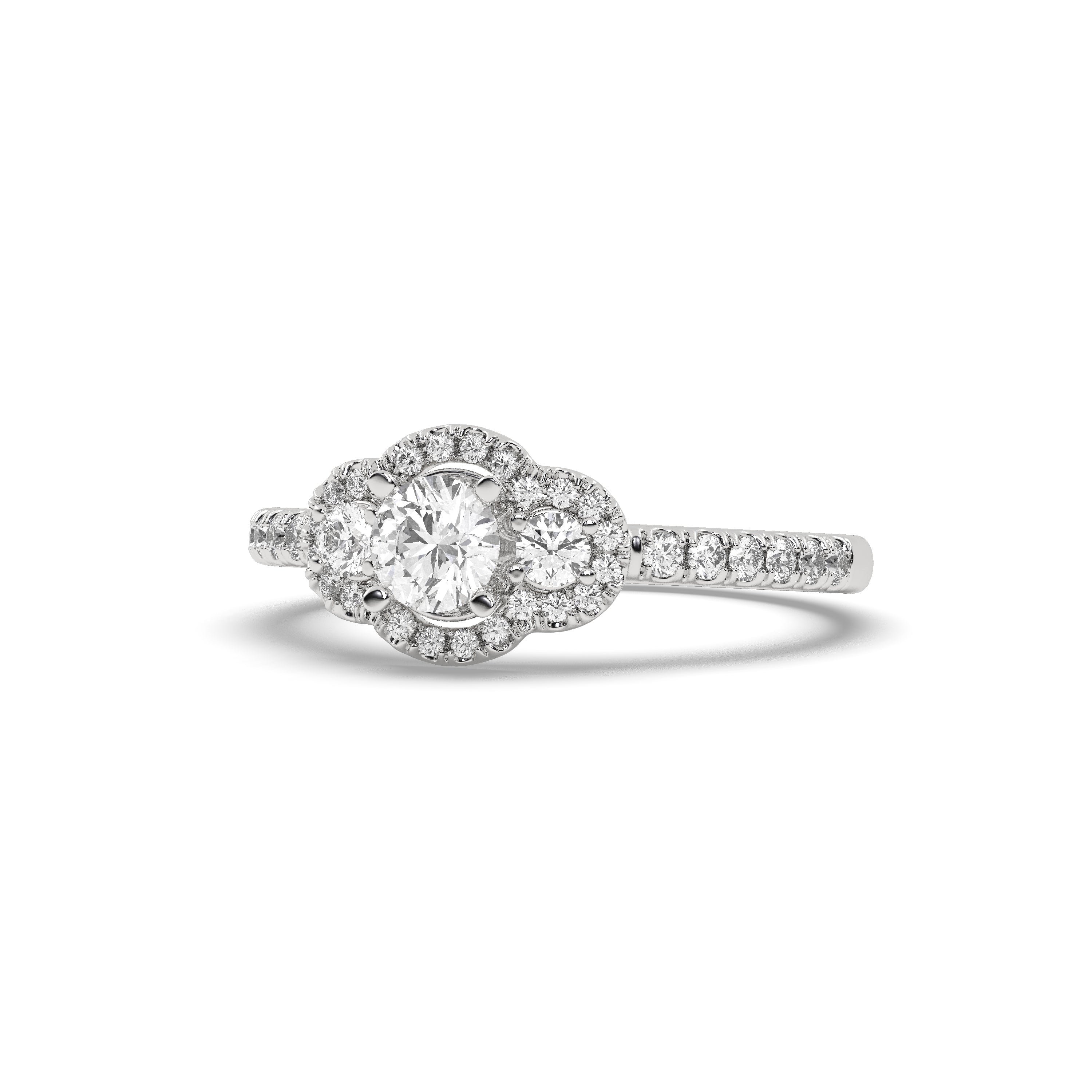 White Gold Studded 1.114 Carat Lab Grown Diamond Ring-E Color VS1 Clarity.